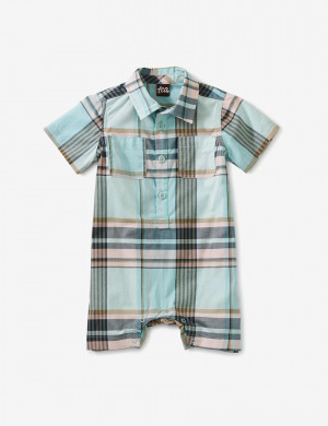 Plaid Buttoned Baby Romper