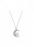 Collana in argento con ciondolo a forma di luna tempestata di zirconi